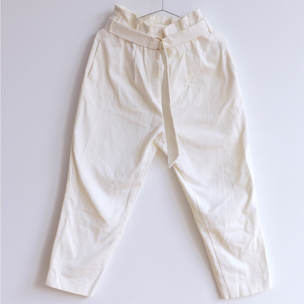 Zara Off-White Paperbag Waist Jeans